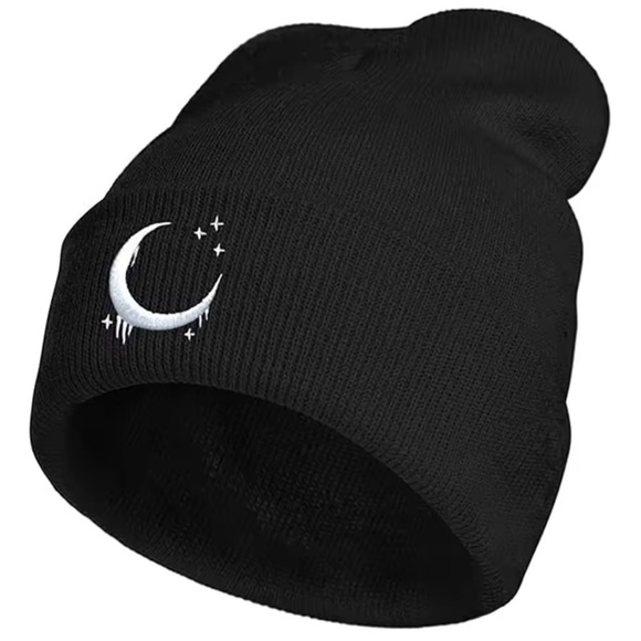 Embroidered Crescent Moon Winter Hat Beanie - Picture 3 of 7